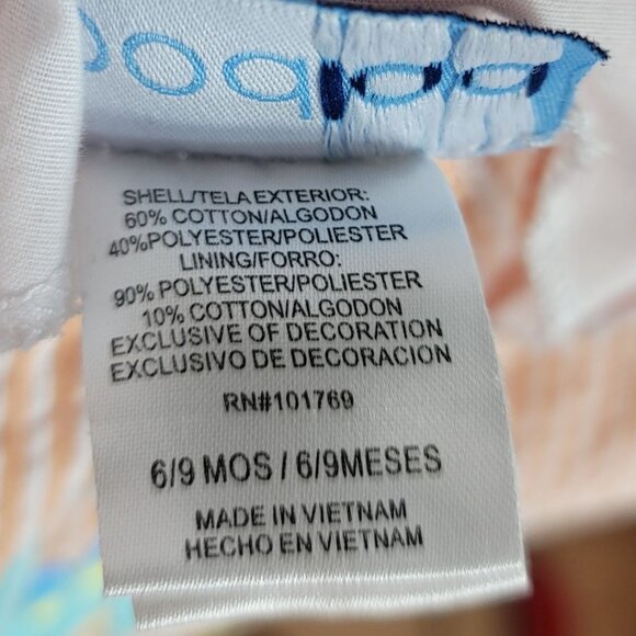 Good Lad Romper Shortall Orange 6-9M Buttons Seersucker Striped Dino Embroider - Picture 7 of 7